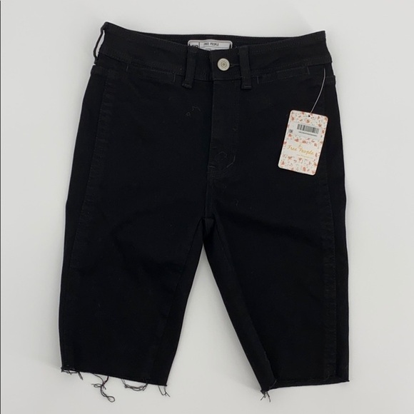 Free People Denim Chic Biker Shorts - Picture 1 of 8